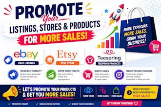 promote your ebay listings, etsy store and teespring products for more sales