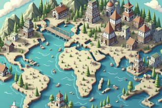 design a 3d isometric vector map illustration map