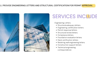 provide engineering letters and structural certification for permit approval