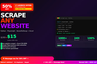 scrape data from any website into excel, CSV or json