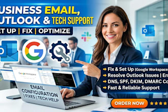 set up or fix business email, outlook, and technical issues