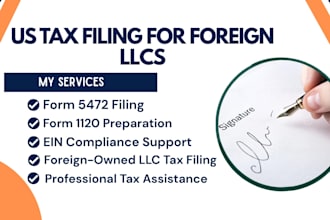 file US tax return for foreign owned llc, form 5472, 1120, ein compliance