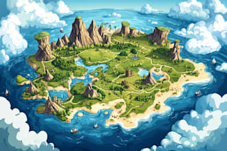 draw fantasy map and campground map in vector illustrator