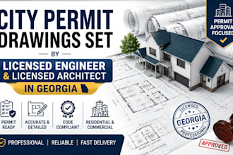 full city permit drawings set as licensed engineer in georgia licensed architect