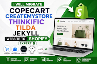migrate copecart createmystore thinkific tilda jekyll website to shopify expert