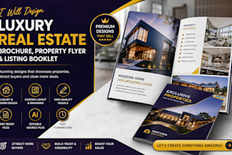 design a luxury real estate brochure, property flyer, and listing booklet