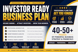 prepare an investor ready business plan for startup, business proposal, grants