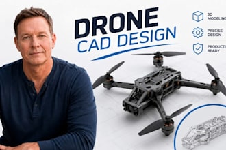 drone cad, uav product modeling, drone frame cad, drone enclosure parts cad