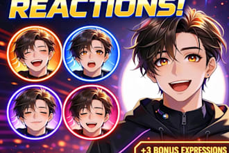 create custom anime vtuber,  png tuber character  design for streamers andlive2d