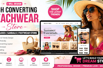 design high converting  beachwear store sunglasses store sandals footwear store