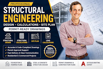structural engineering, structural design, site plan and structural calculation