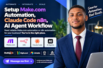setup make com automation, claude code n8n, ai agent workflow