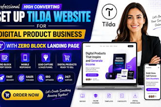 set up tilda website for digital product business with zero block landing page