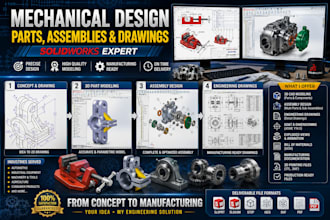 design mechanical parts assemblies and engineering drawings in solidworks