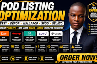 do  pod listing optimization gelato printify depop etsy wallapop spod VA manager