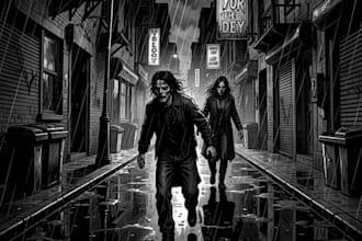 do draw noir, horror and dark comic books art for your story