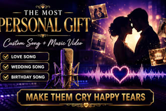 create a custom love, wedding or birthday song with music video for any occasion