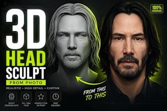 model a 3d head for 3d printing from your photos