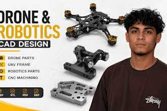 drone parts cad, uav frame cad model, robotics parts, cnc machining cad model