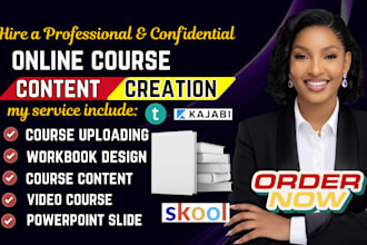 create online course content, course curriculum, lesson plan and workbook