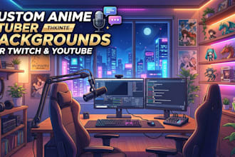 design vtuber character, illustration, full asset for twitch and all social medi