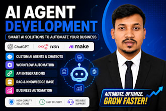 develop ai agents with chatgpt, n8n, make, and API integrations