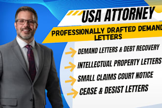 draft demand letter for money recovery, lba, small claims notice as US lawyer