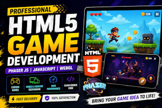 develop html game, browser game with phaser, javascript game, webgl game