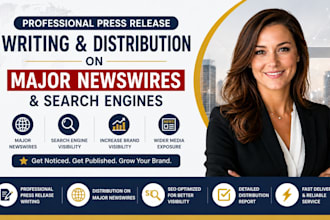 do press release writing and distribution on major newswires and search engines