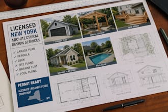 licensed new york garage plan, pergola, deck, site plans granny flat, pool plans