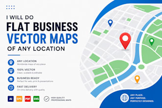 do flat business vector maps of any location