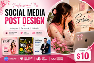 design canva instagram posts and facebook social media graphics