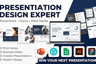 design powerpoint presentations, canva pitch decks, business slides