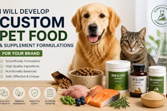 develop custom pet food and supplement formulations for your brand