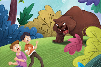 amazing cartoon story book illustration with color pictures