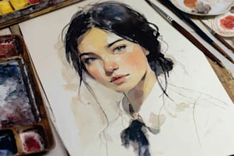 watercolor portrait painting, photo to watercolor portrait