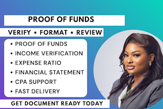 provide CPA proof of funds, income verification and financial statement