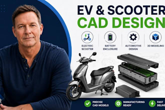 ev cad, electric scooter cad, automotive product modeling, ev enclosure cad