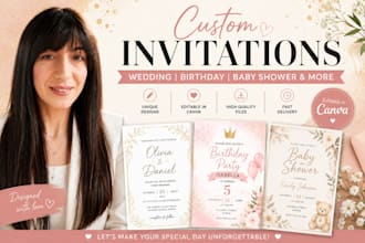 design custom wedding, birthday and baby shower invitations
