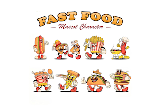 design a unique food mascot logo for restaurants and food trucks
