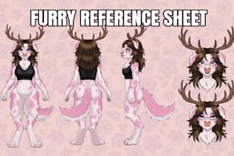 draw fursona and furry reference sheet and character design