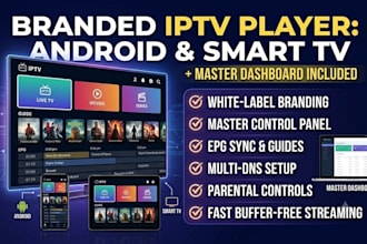 develop branded iptv player for android, smart tv with admin panel, middleware
