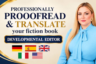 professionally proofread and translate your fiction book, developmental editor