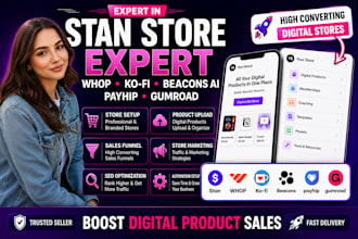 setup stan store, whop, kofi, stan store marketing, beacons ai, payhip, gumroad