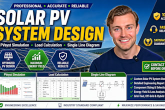 design professional solar pv system, pvsyst simulation and single line diagram