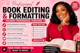 book editing and formatting, manuscript formatting and developmental book editor