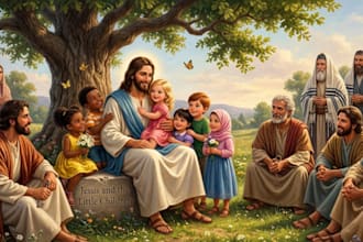 illustrate christian children storybook, bible storybook illustration amazon kdp