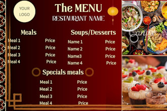 create a modern restaurant menu for you