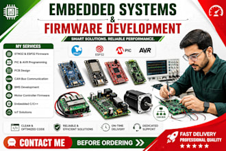 do stm32, esp32, pic avr firmware, bms, motor controller, can bus communication