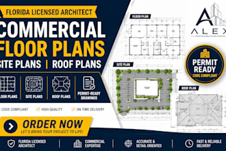 florida licensed architect commercial floor plans, site plans, roof plans